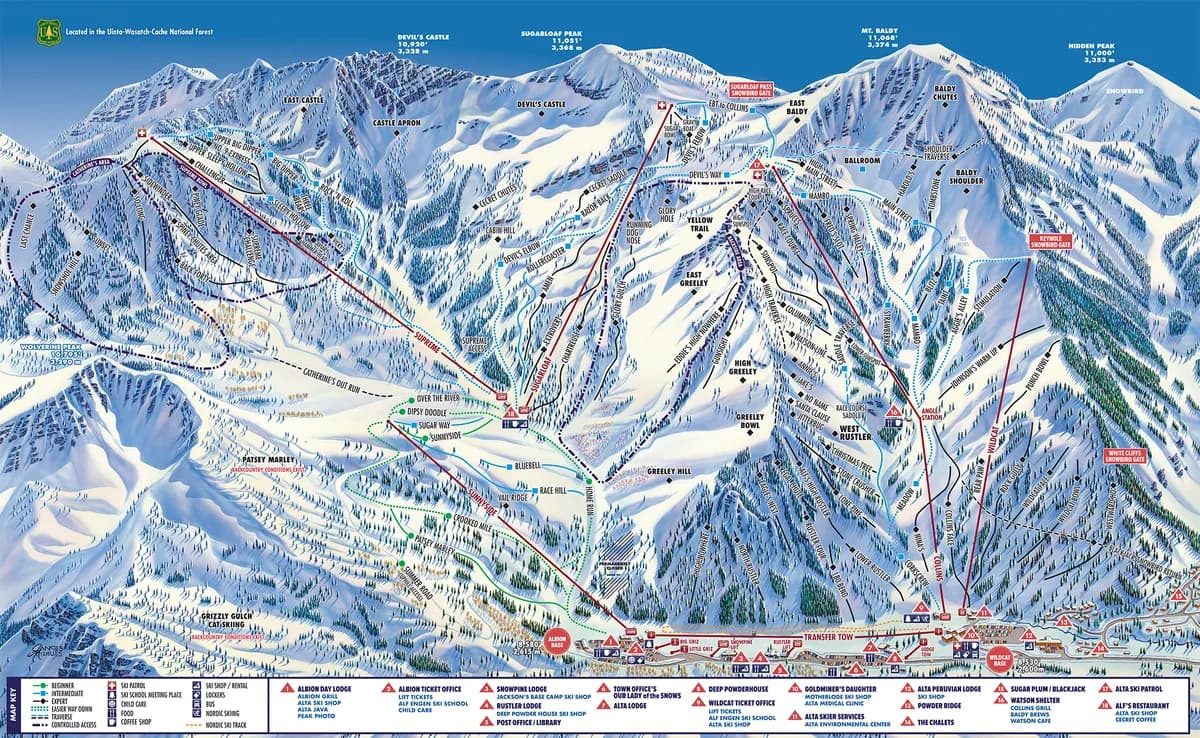 Alta Ski Area trail map 2025–26