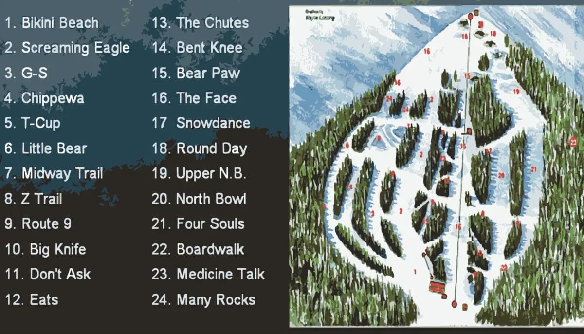 Bear Paw Ski Bowl trail map