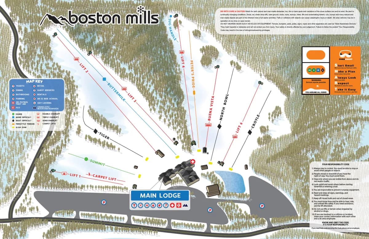 Boston Mills trail map 2025–26