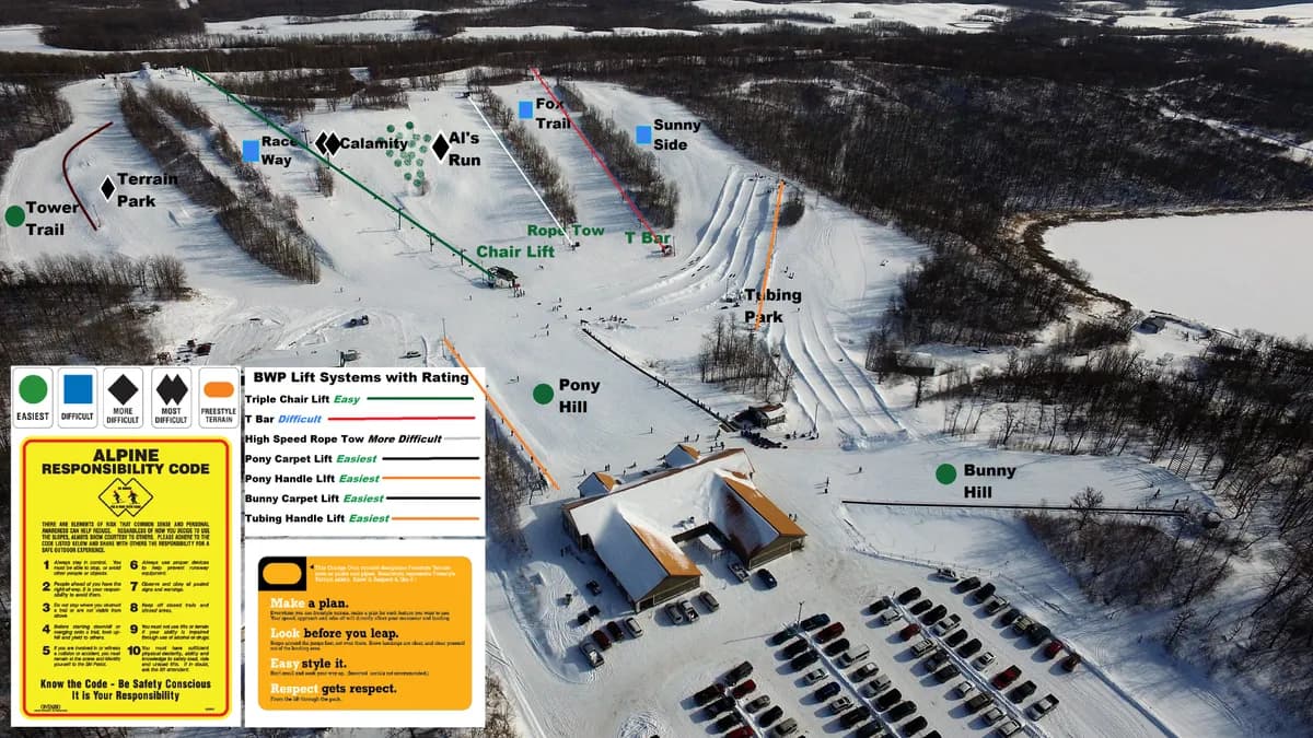 Bottineau Winter Park trail map 2016–17