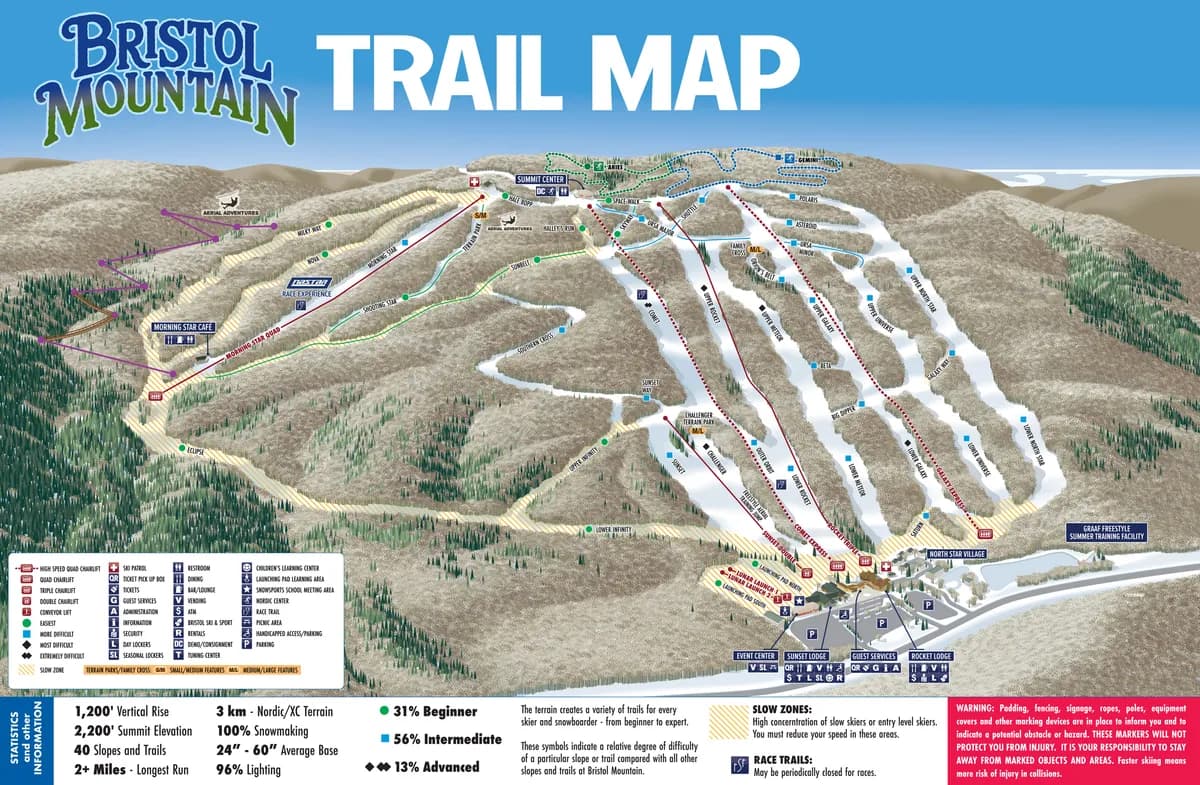 Bristol Mountain Ski Resort trail map