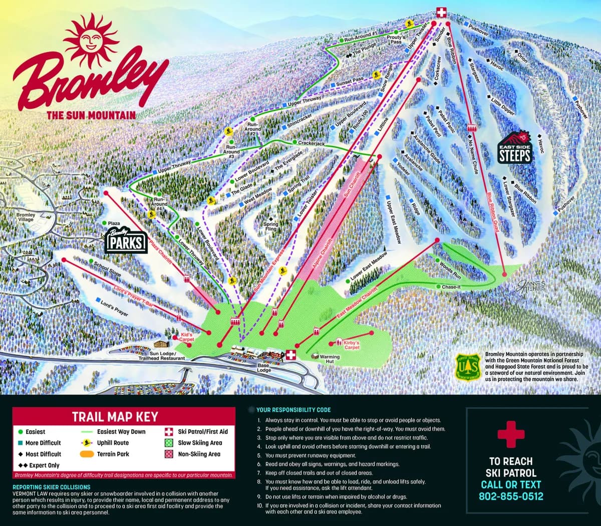 Bromley Mountain trail map 2025–26