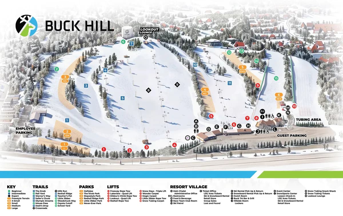 Buck Hill trail map 2025–26