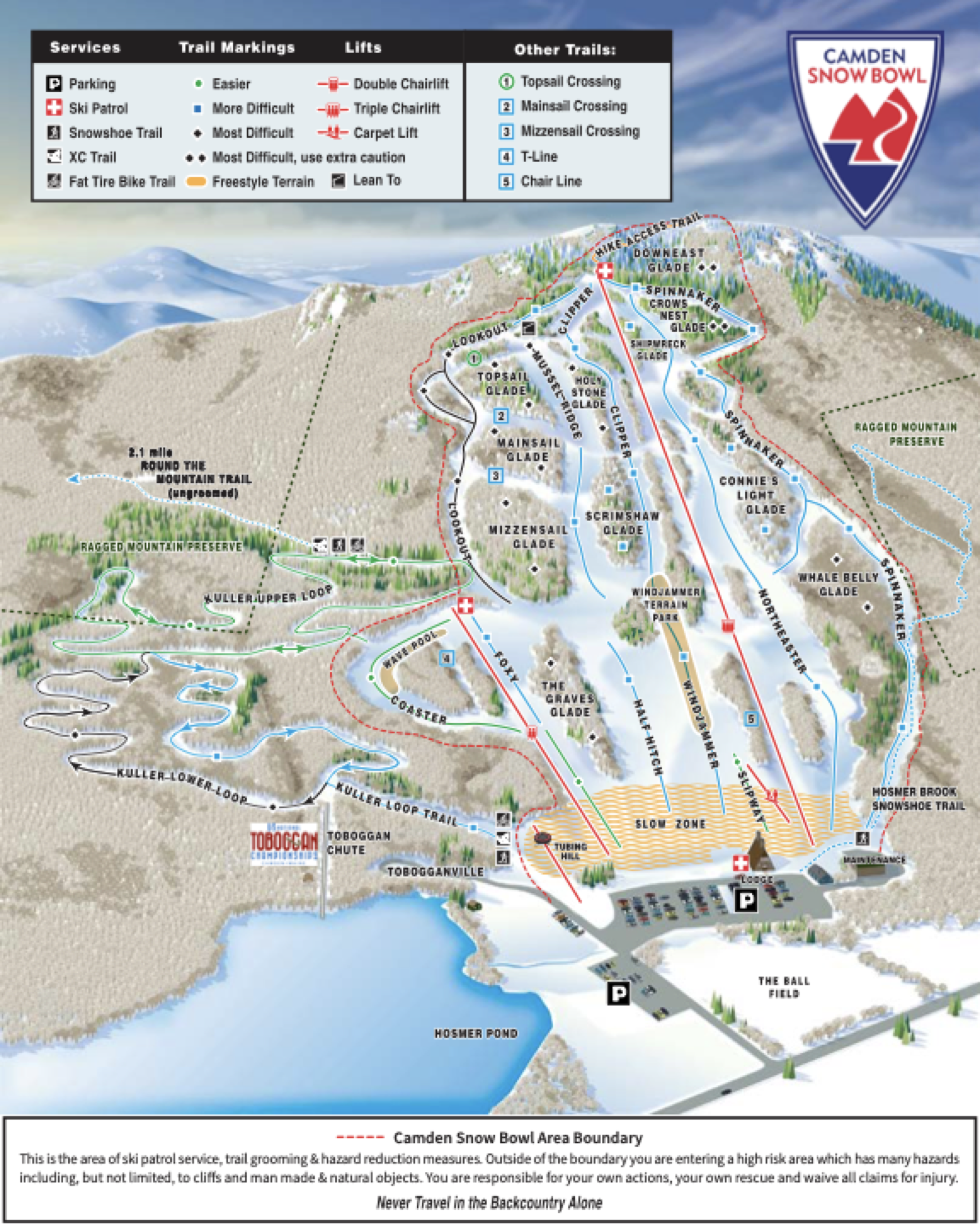 Camden Snow Bowl trail map 2025–26