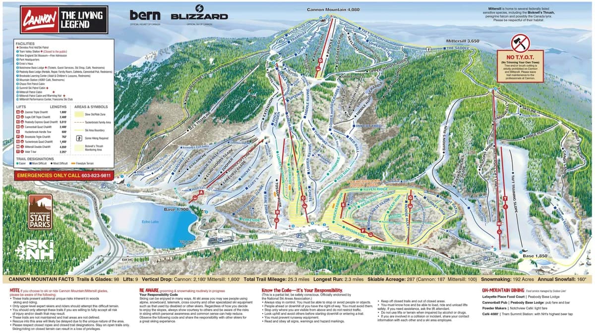 Cannon Mountain trail map 2025–26