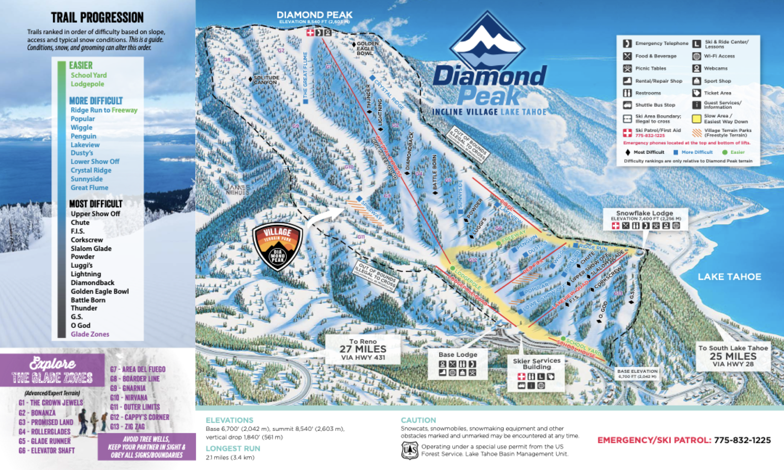Diamond Peak trail map 2023–24