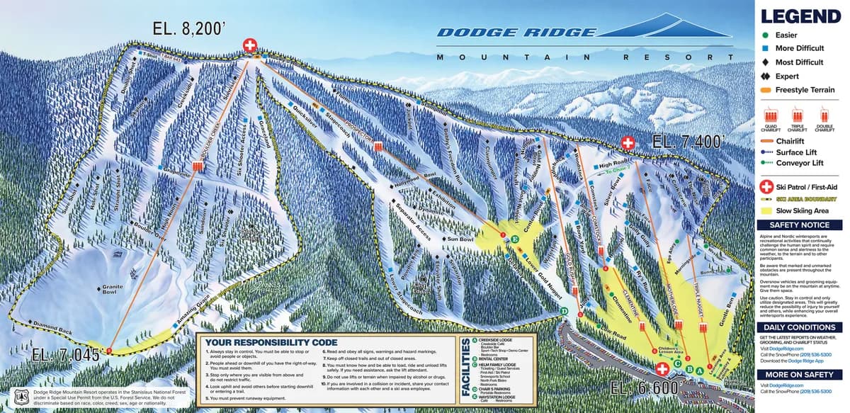 Dodge Ridge trail map