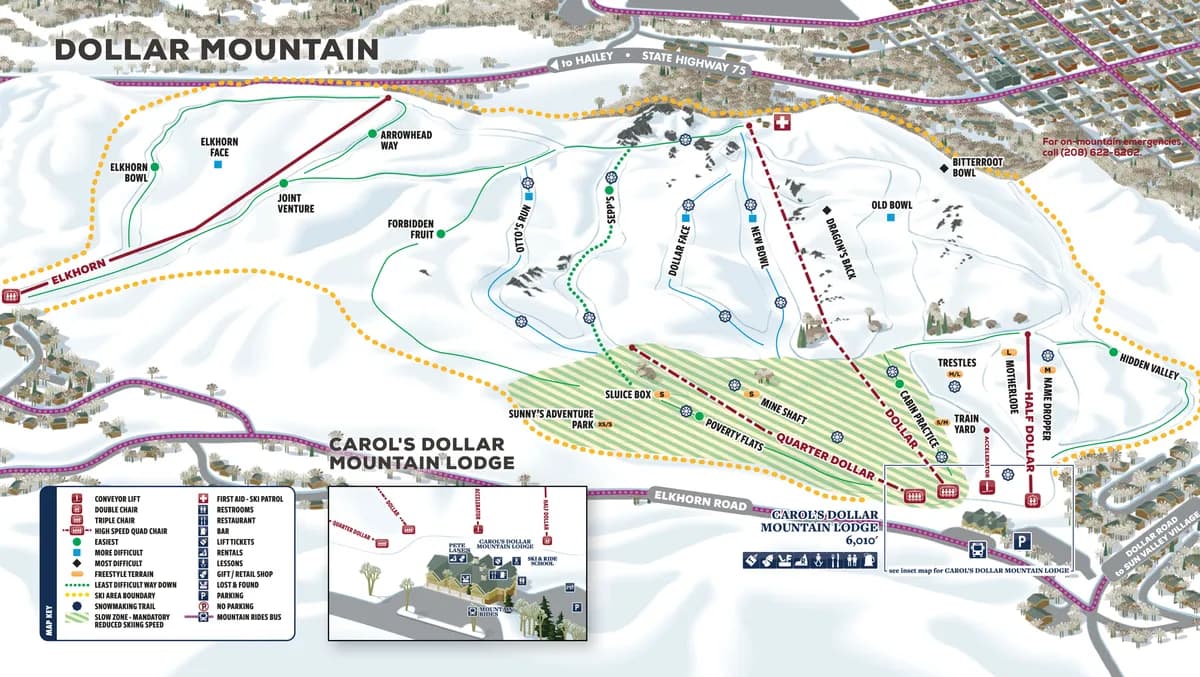 Dollar Mountain trail map 2025–26