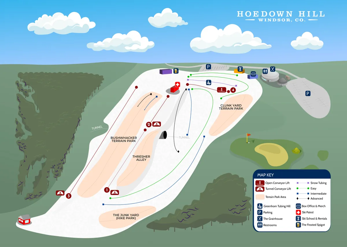 Hoedown Hill trail map 2025–26
