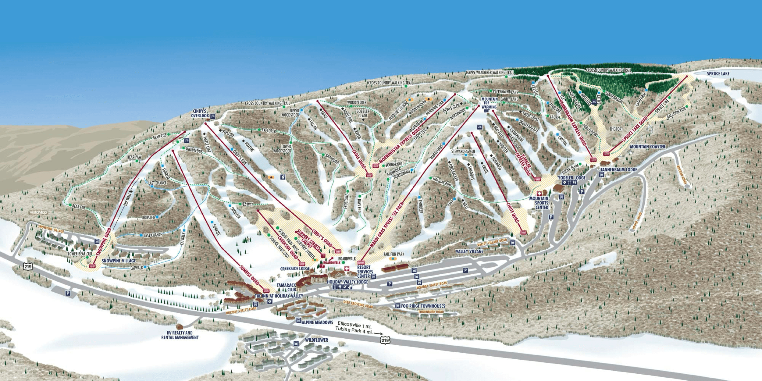 Holiday Valley trail map