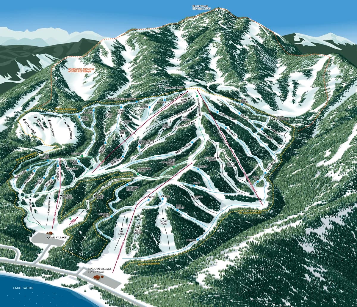Homewood Mountain trail map 2026–27