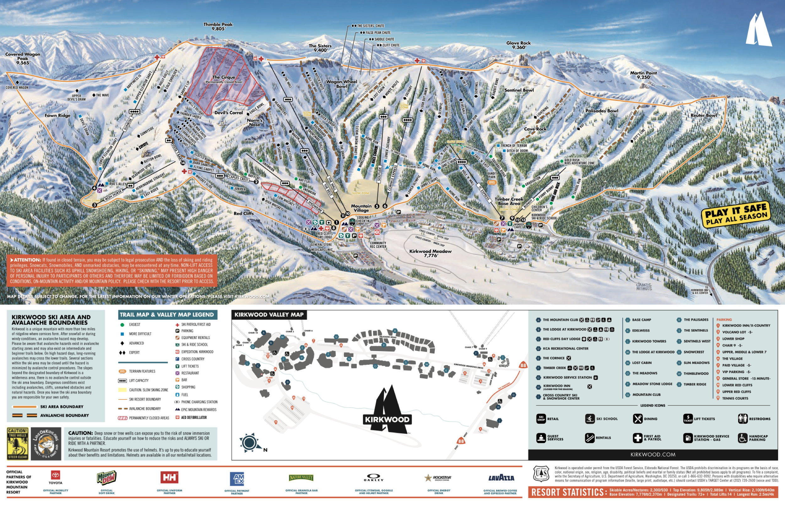 Kirkwood Mountain trail map 2025–26