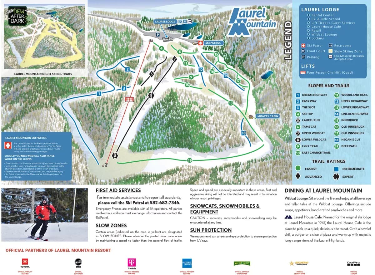 Laurel Mountain Ski Resort trail map 2024–25