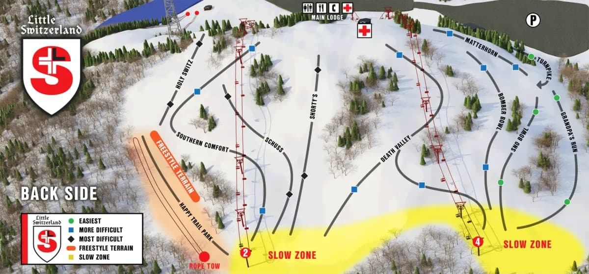 Little Switzerland Ski Area trail map 2023–24