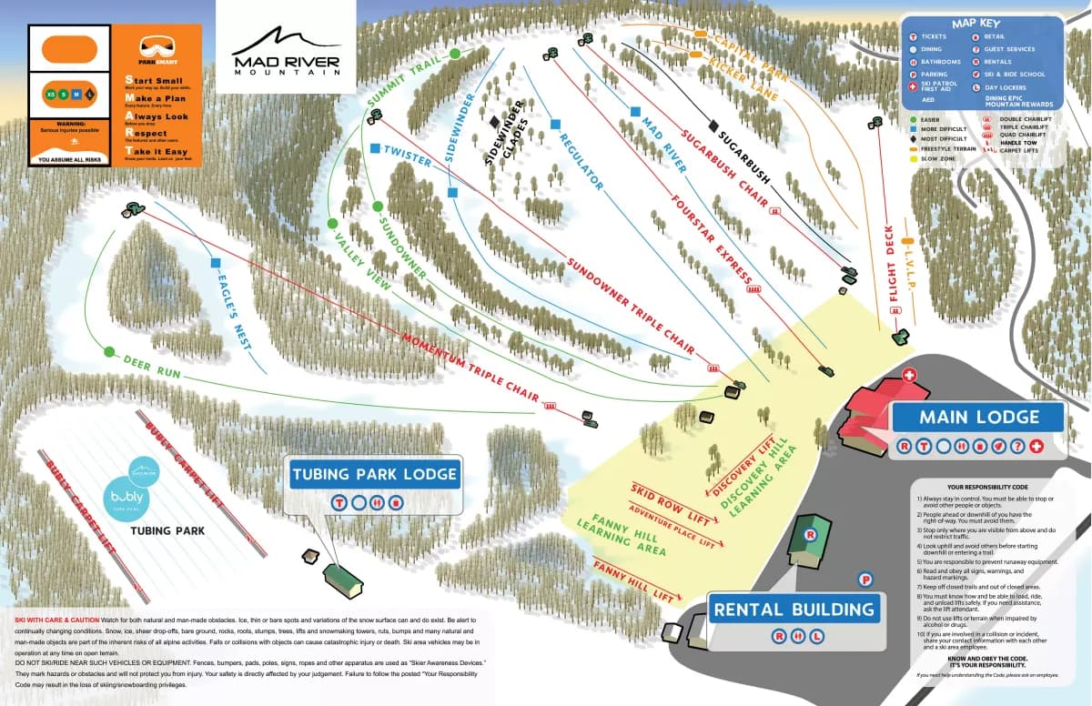 Mad River Mountain trail map 2025–26