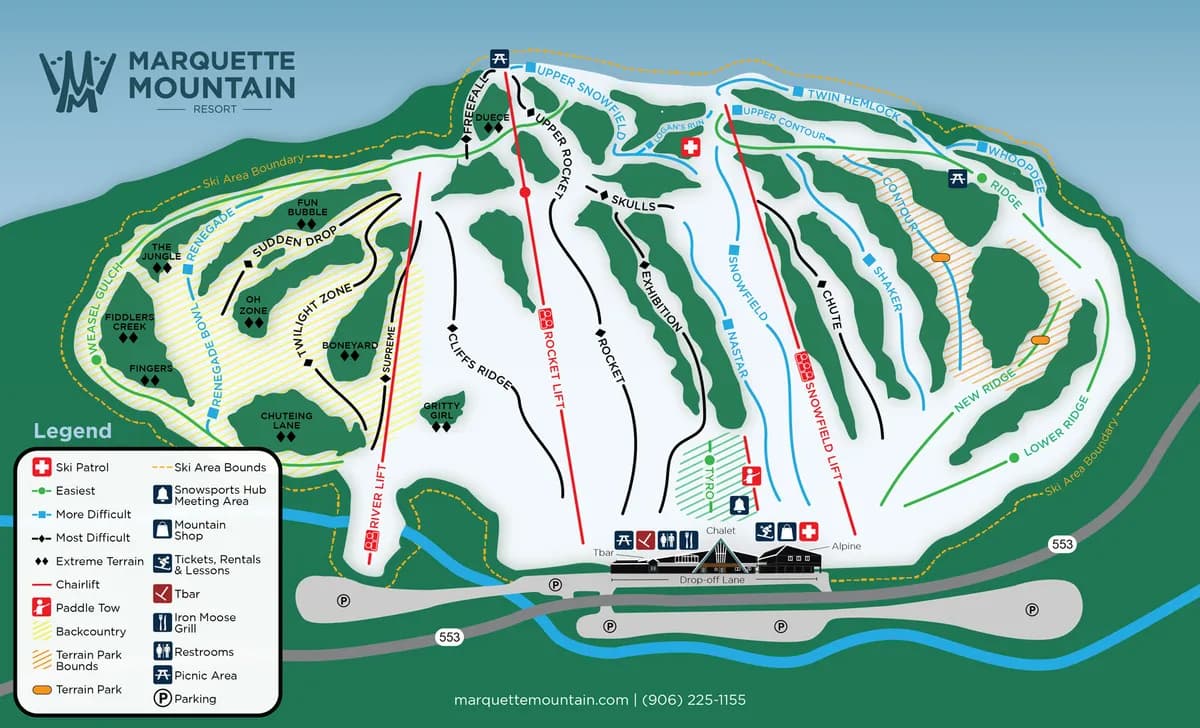 Marquette Mountain trail map 2023–24