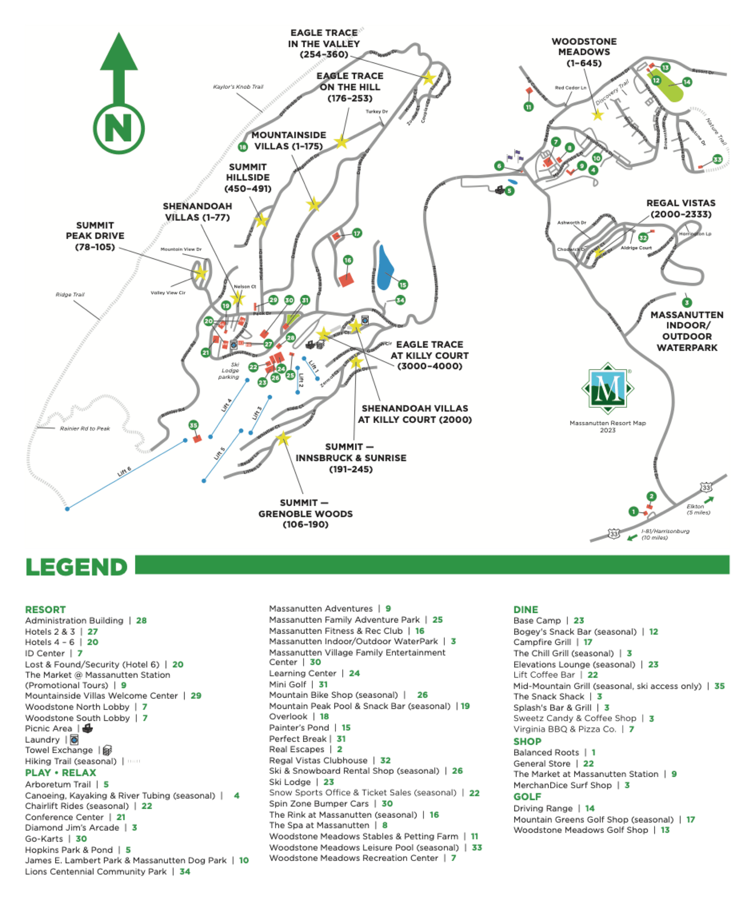 Massanutten Ski Resort trail map 2025–26
