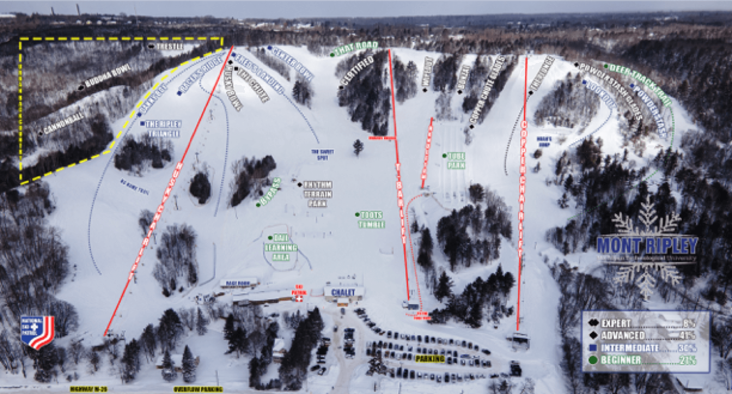 Mont Ripley Ski Resort trail map
