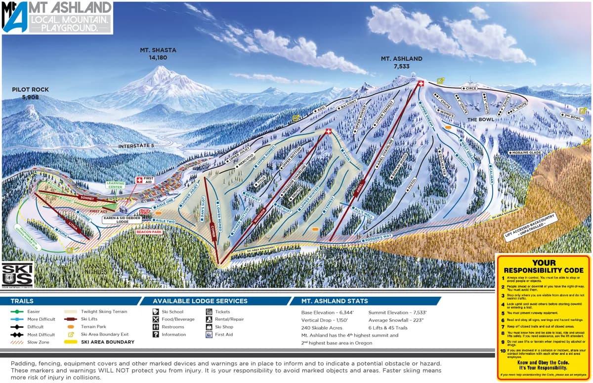 Mount Ashland trail map 2024–25