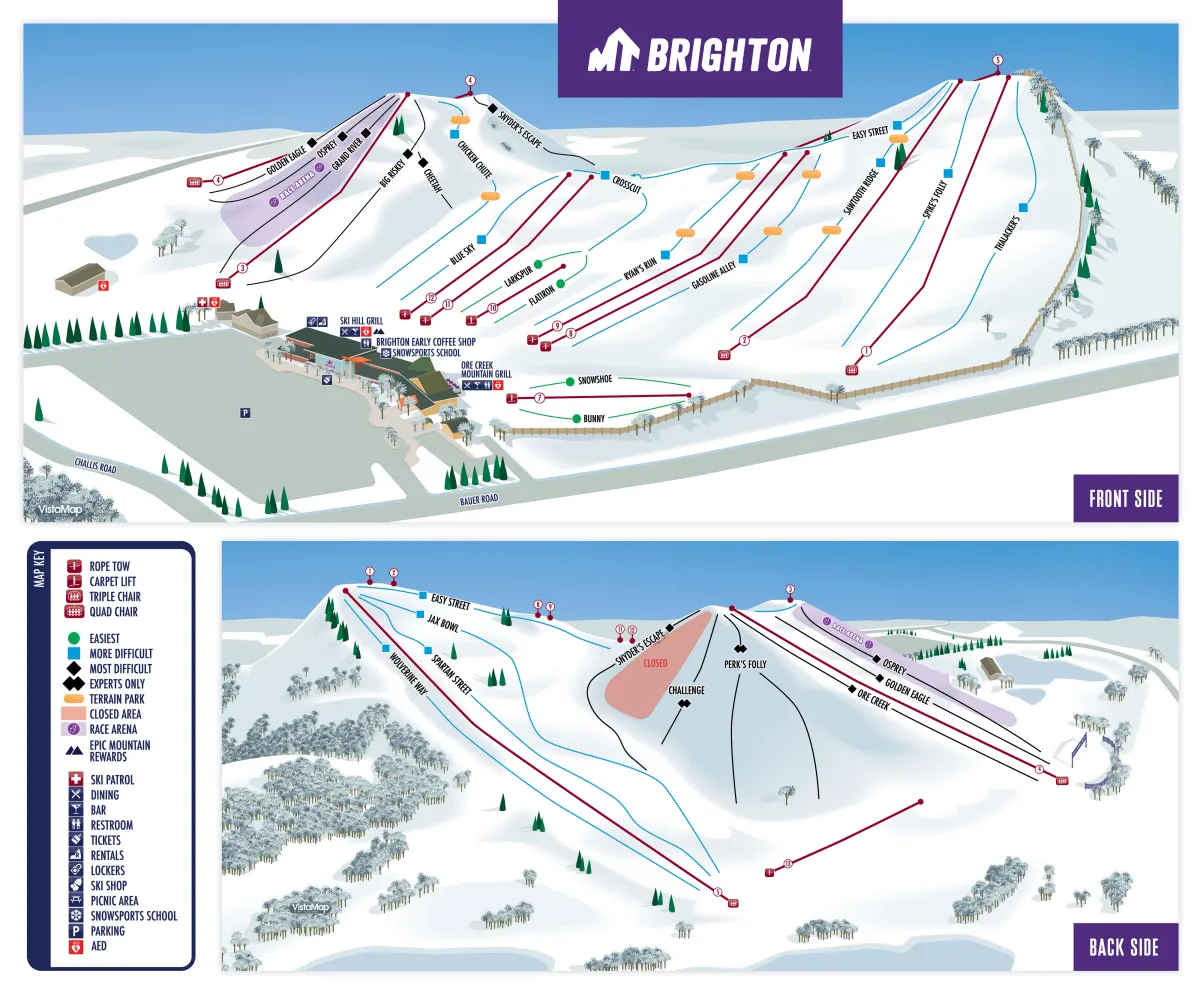 Mt. Brighton Ski Resort trail map 2025–26