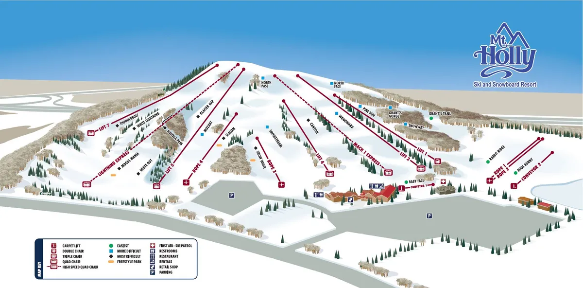 Mt. Holly Ski and Snowboard Resort trail map