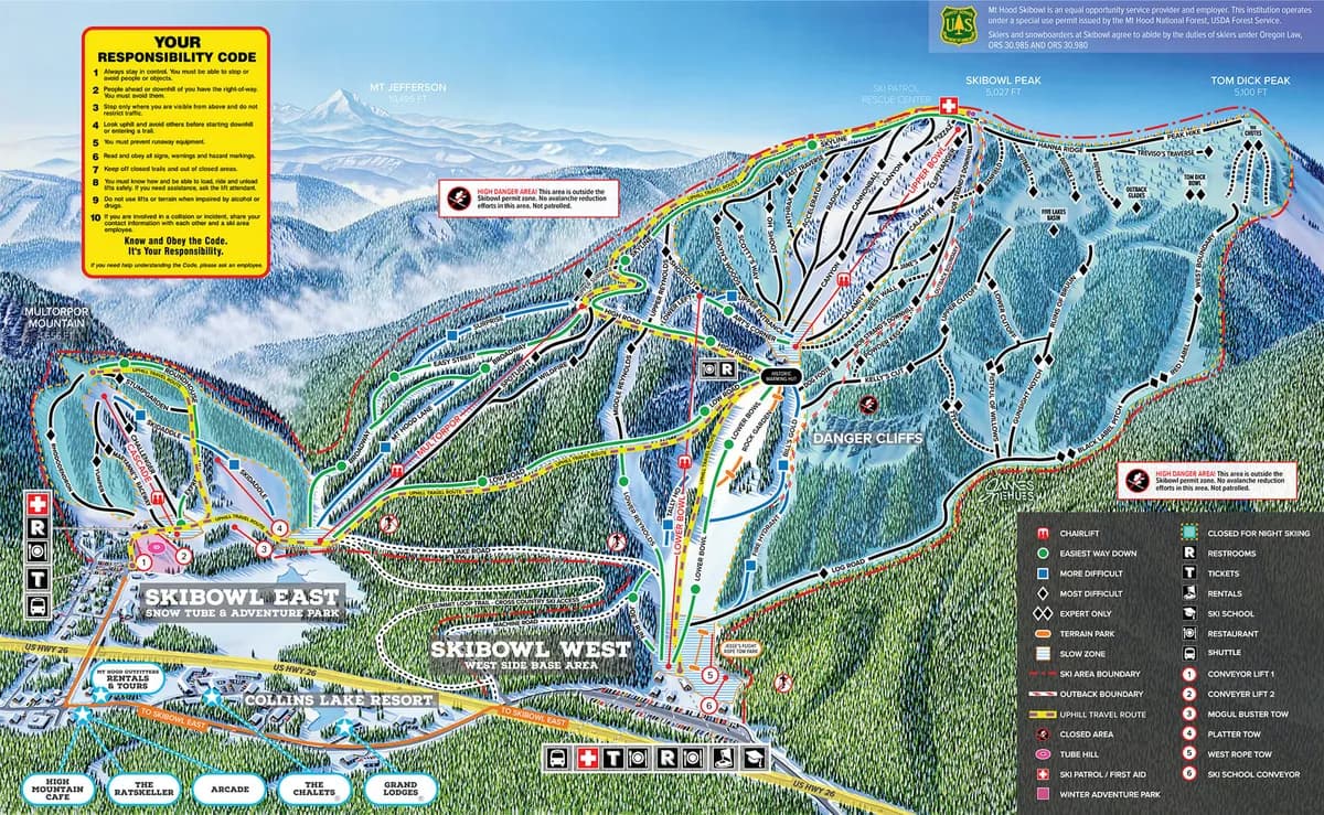 Mount Hood Skibowl trail map