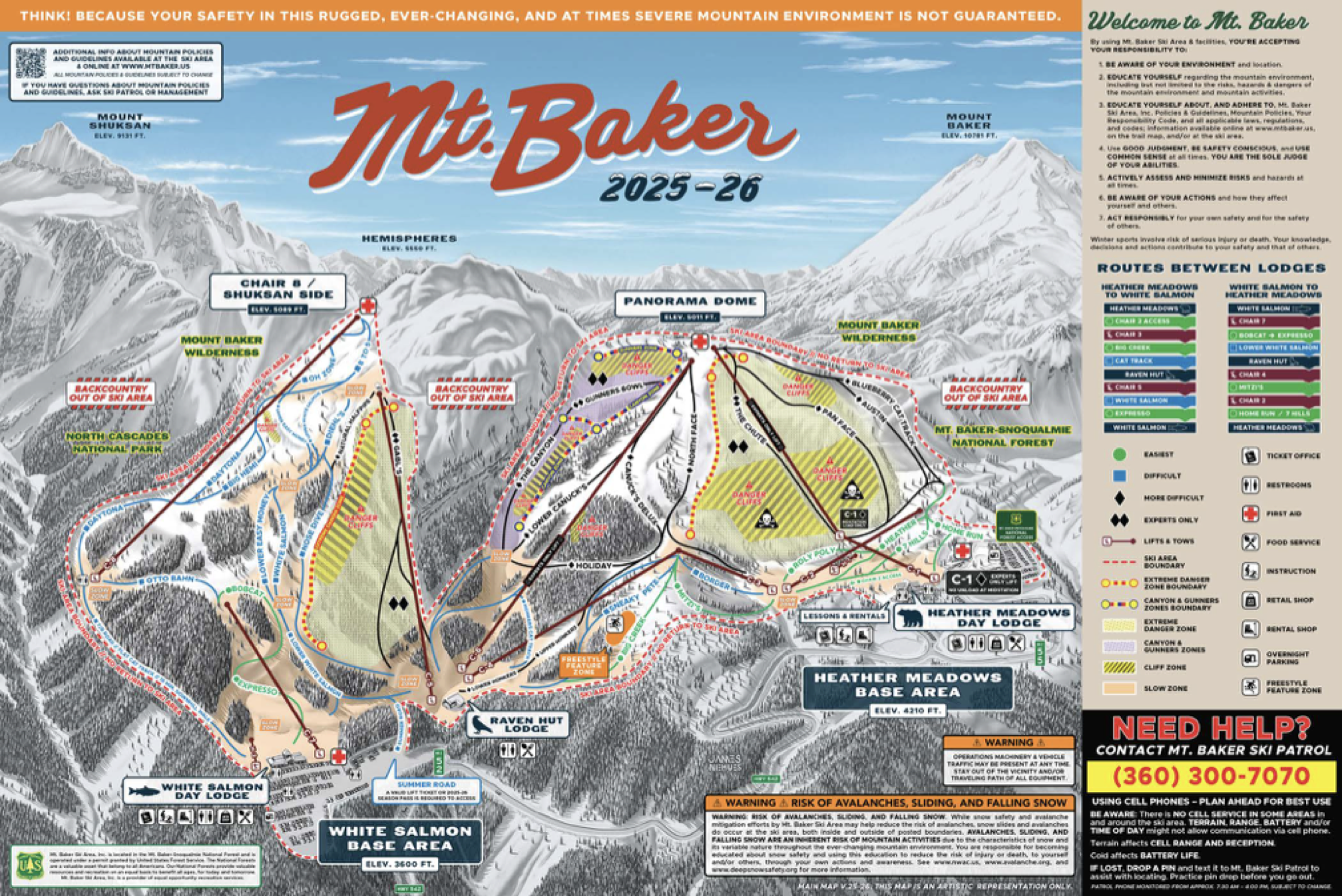 Mt. Baker trail map 2025–26