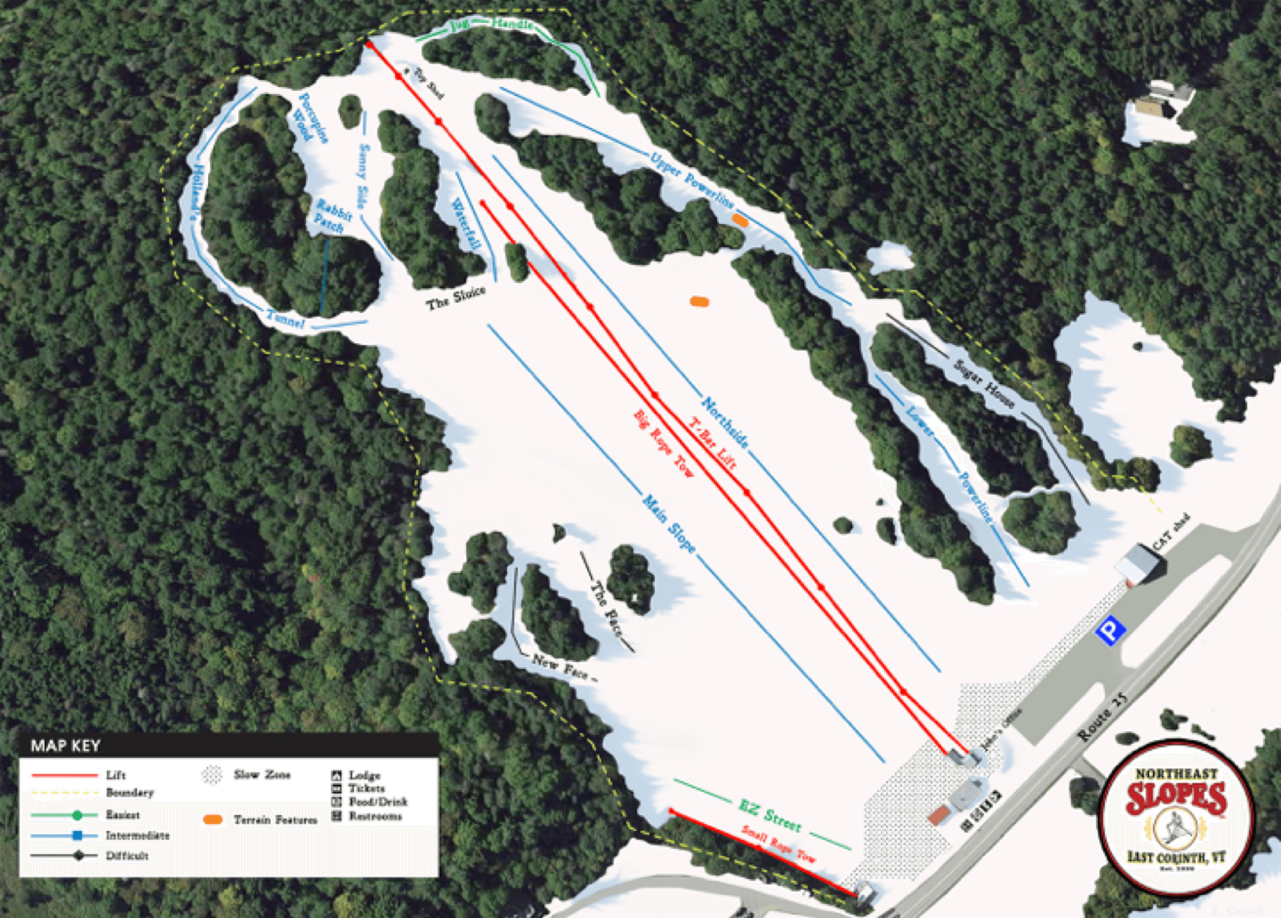 Northeast Slopes trail map 2018–19