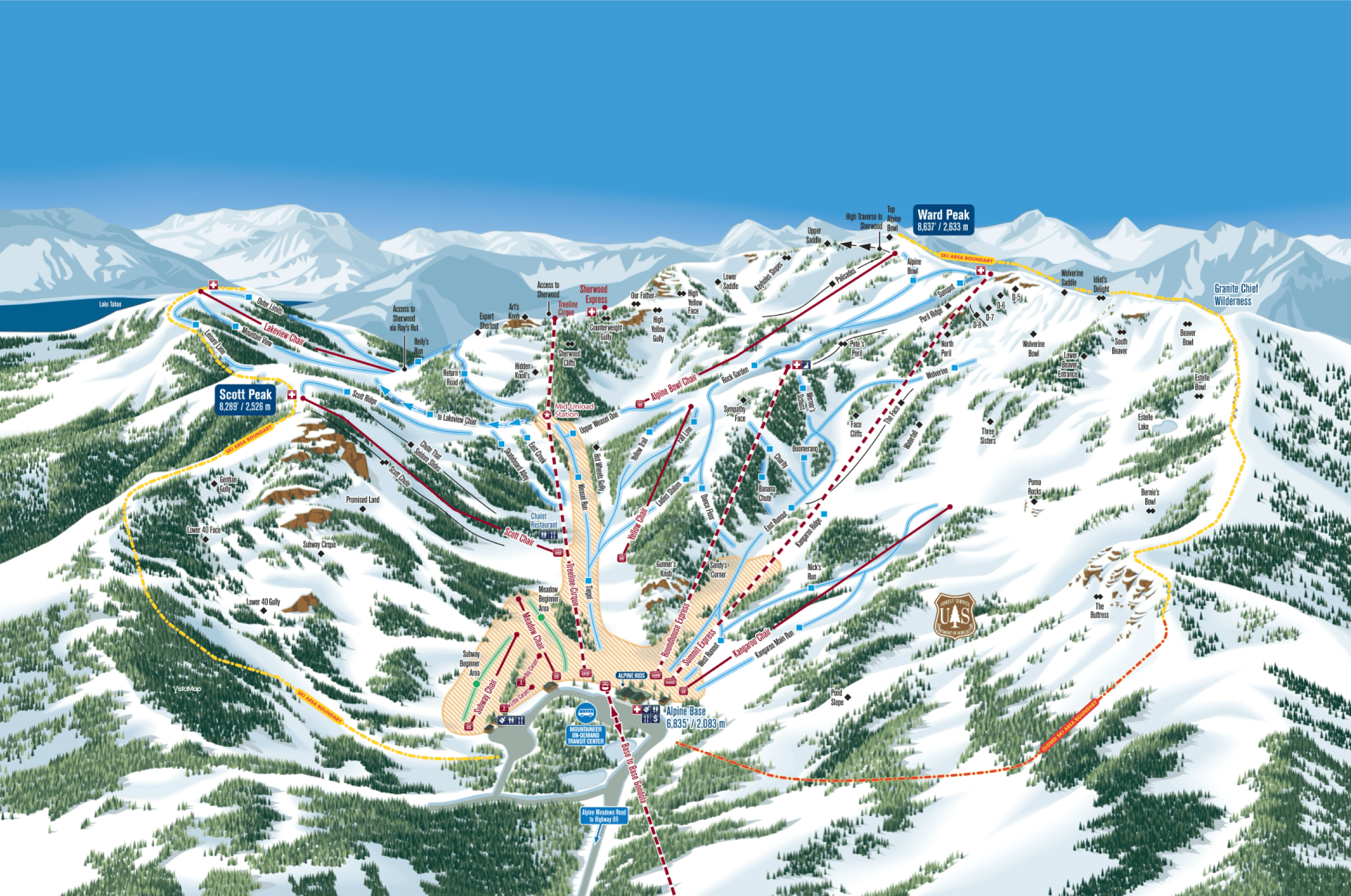 Palisades Tahoe trail map