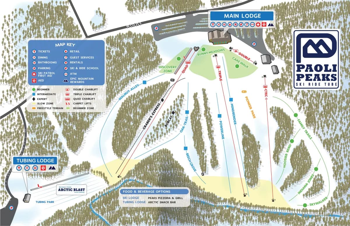 Paoli Peaks trail map 2025–26