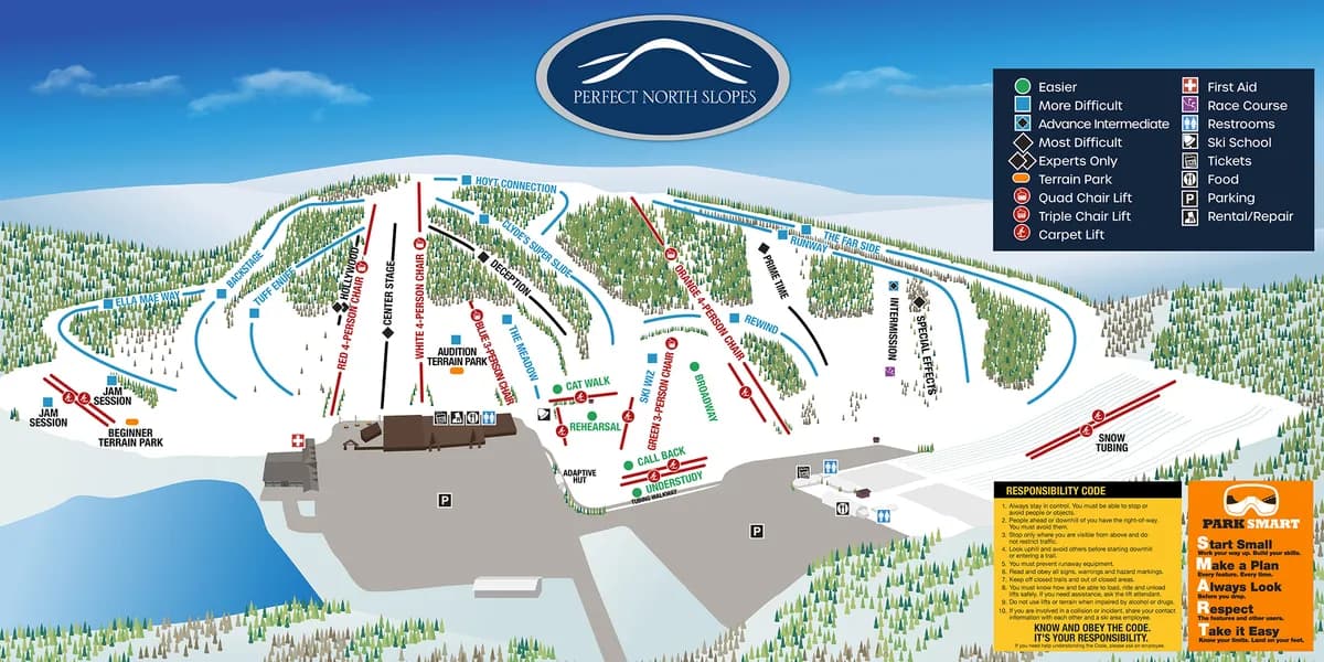 Perfect North Slopes trail map 2024–25