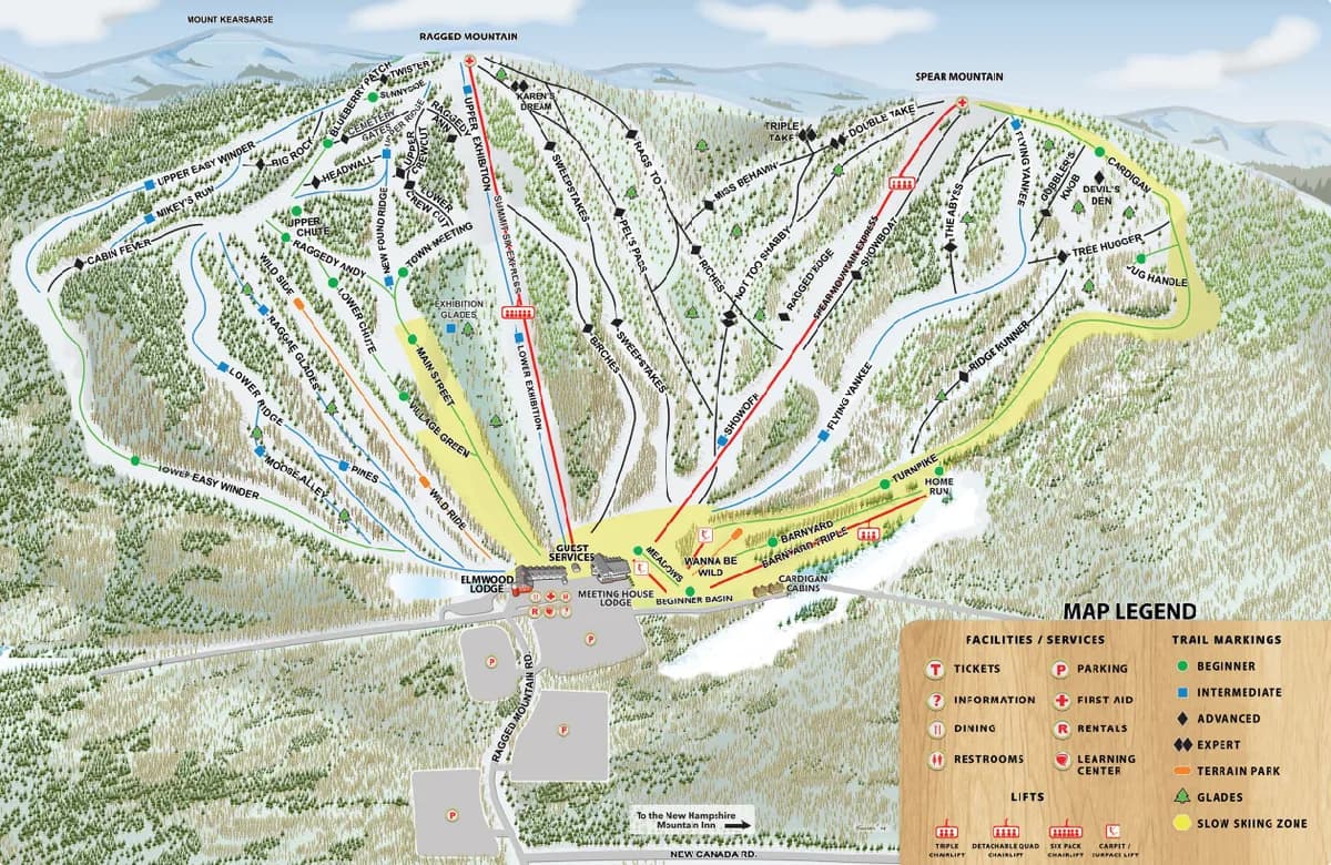 Ragged Mountain trail map 2020–21