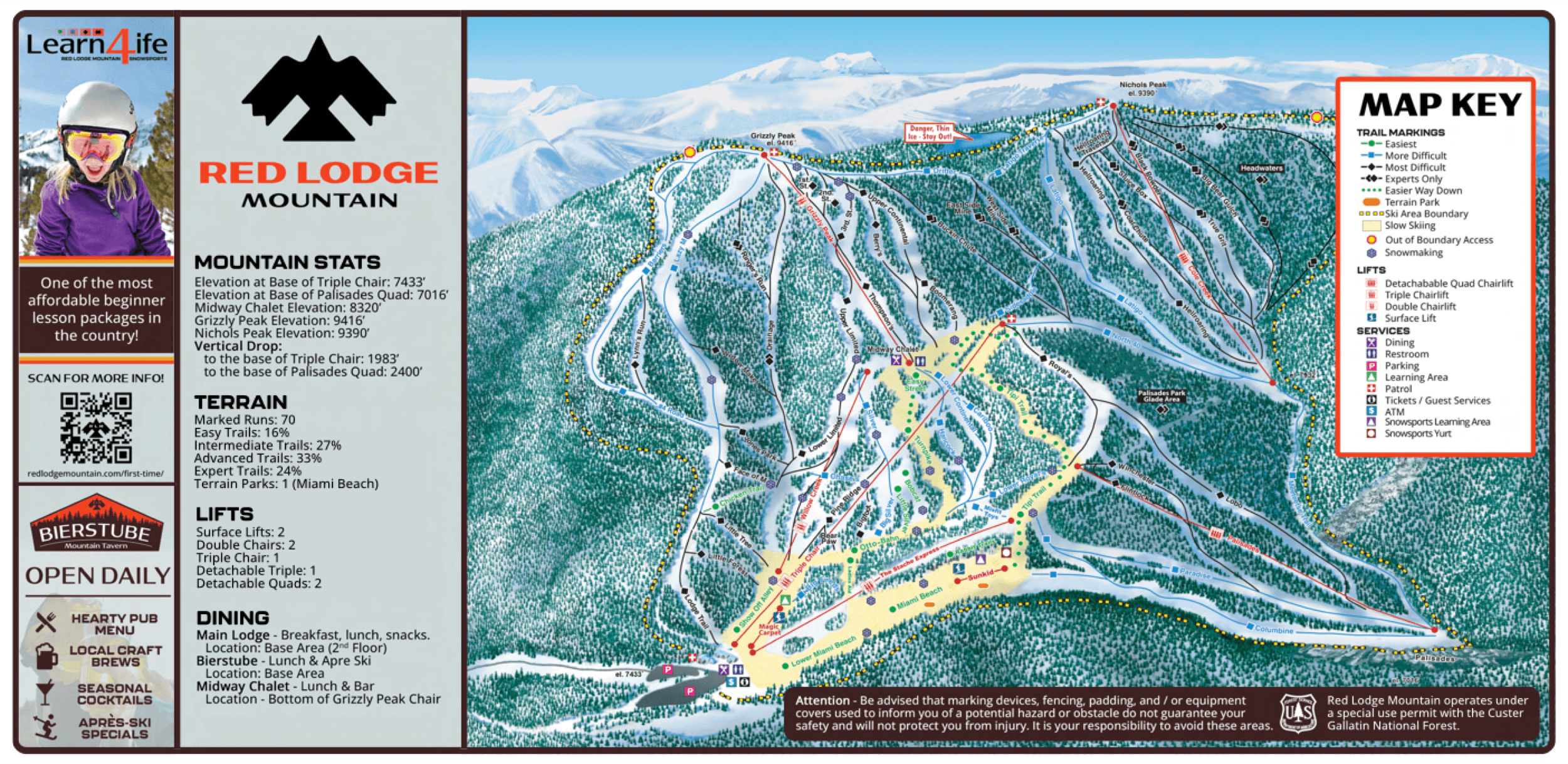 Red Lodge Mountain trail map 2025–26