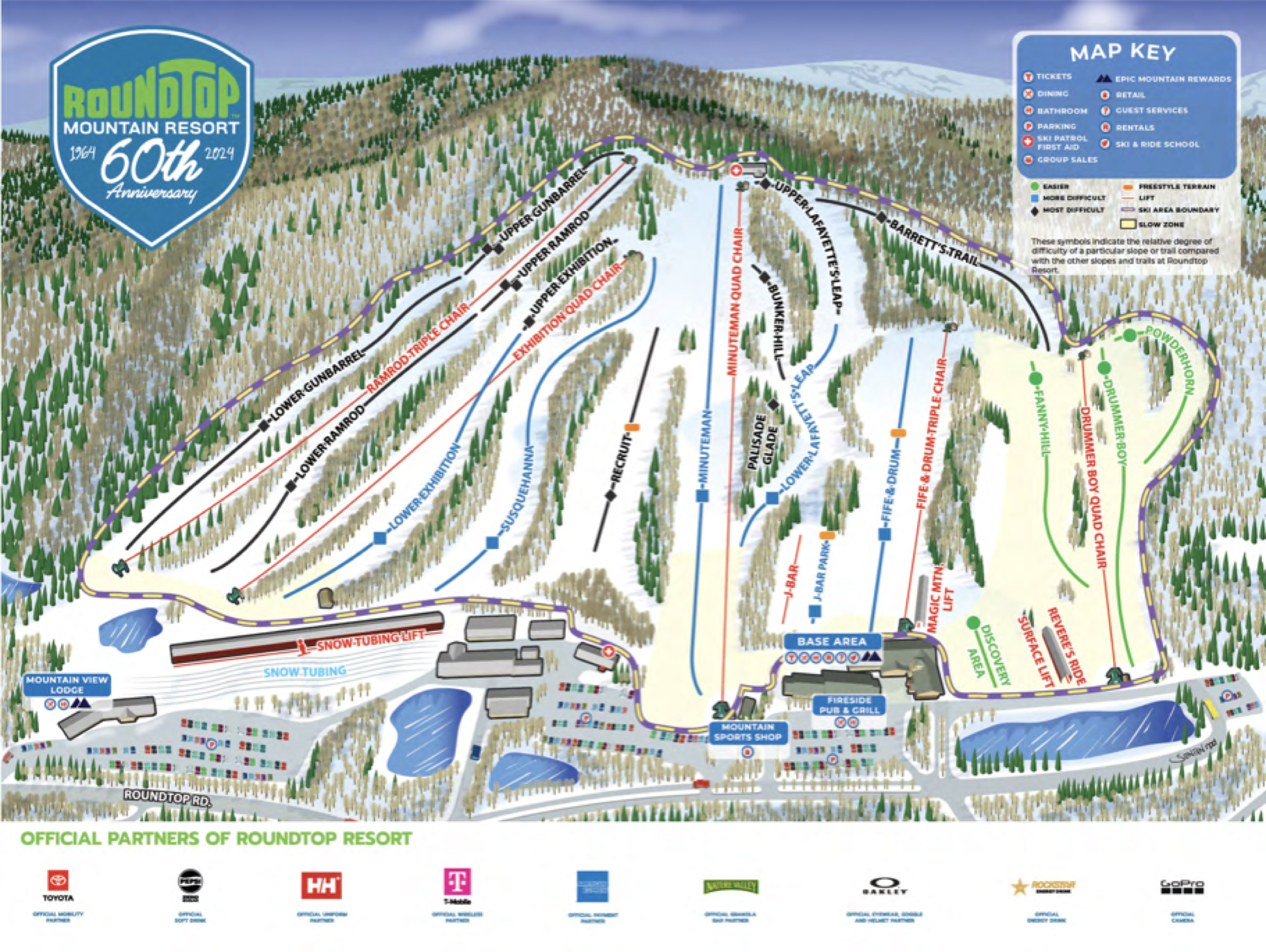 Ski Roundtop trail map