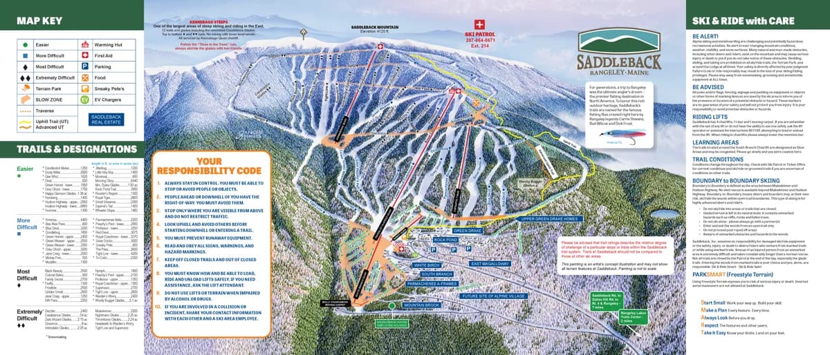Saddleback Maine trail map 2025–26