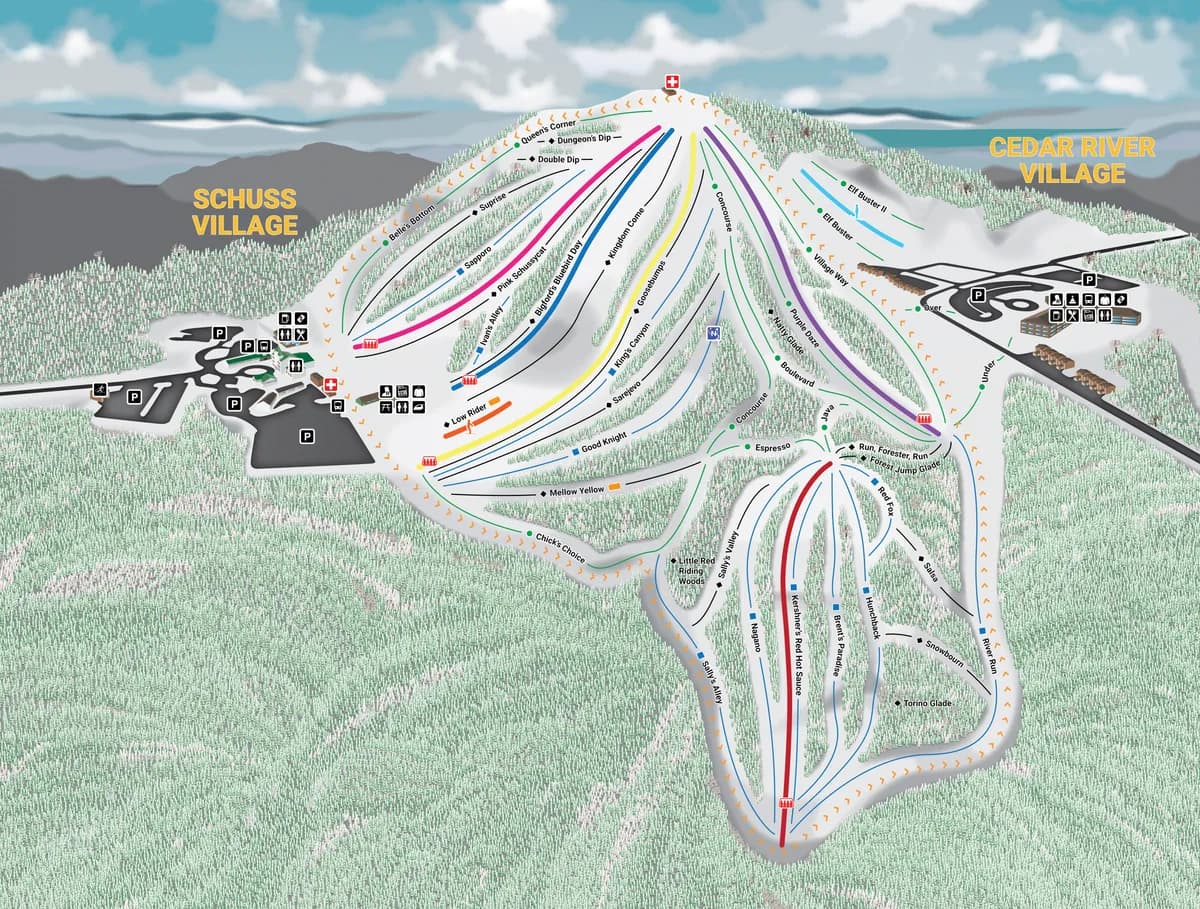 Schuss Mountain at Shanty Creek trail map