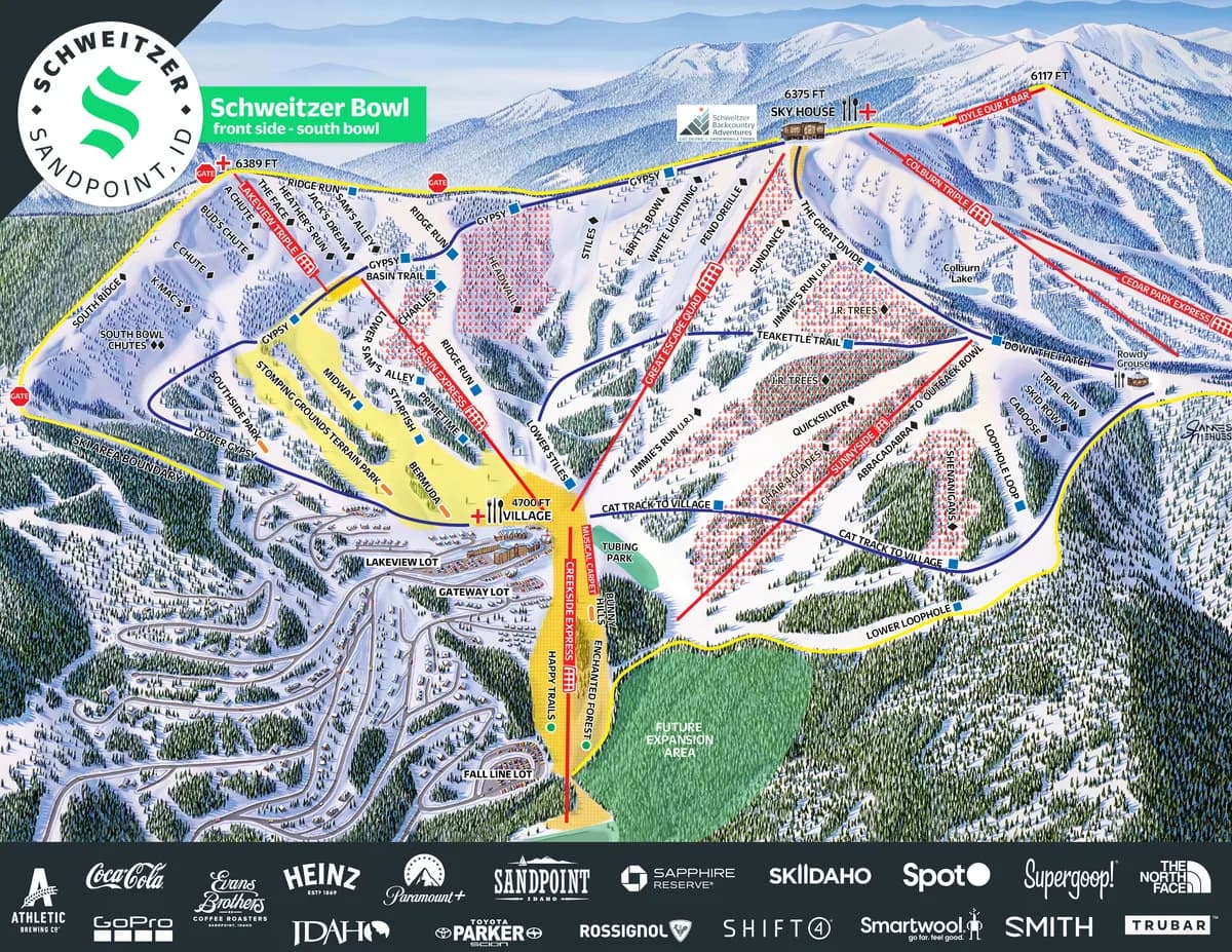 Schweitzer Mountain trail map 2025–26