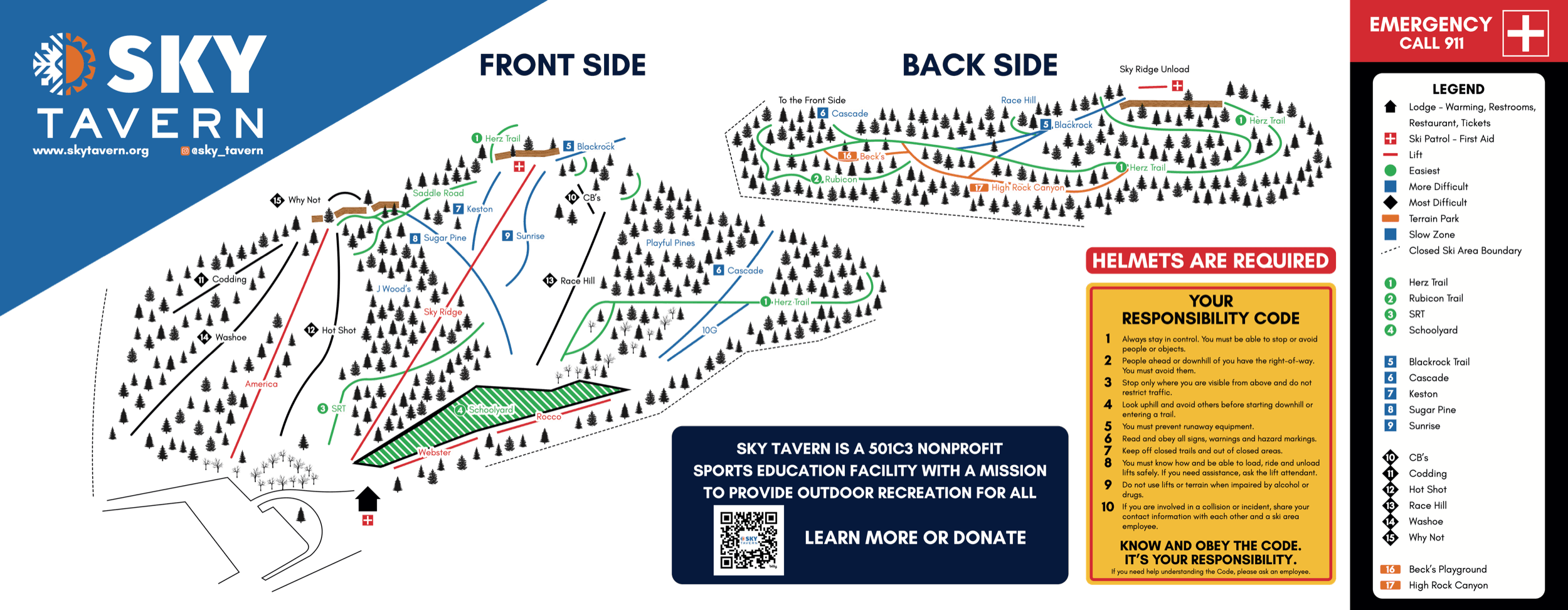 Sky Tavern Ski Area trail map 2025–26