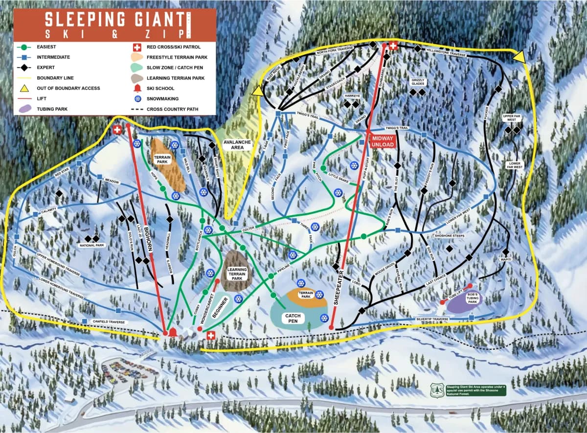 Sleeping Giant Ski Area & Zipline trail map