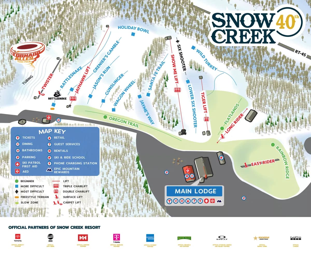 Snow Creek trail map 2025–26