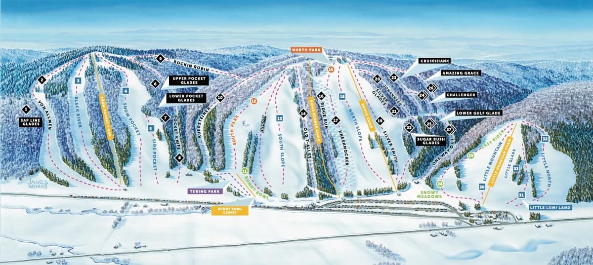 Snow Ridge Ski Resort trail map