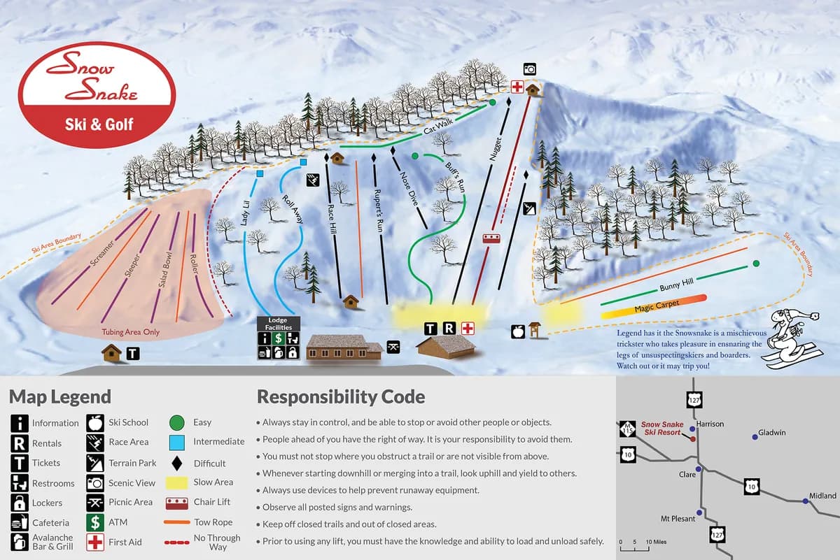 Snow Snake Ski & Golf trail map