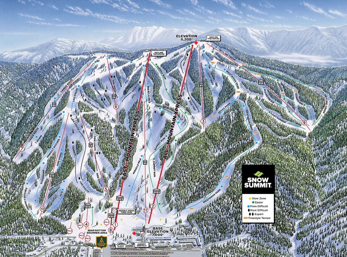 Snow Summit trail map