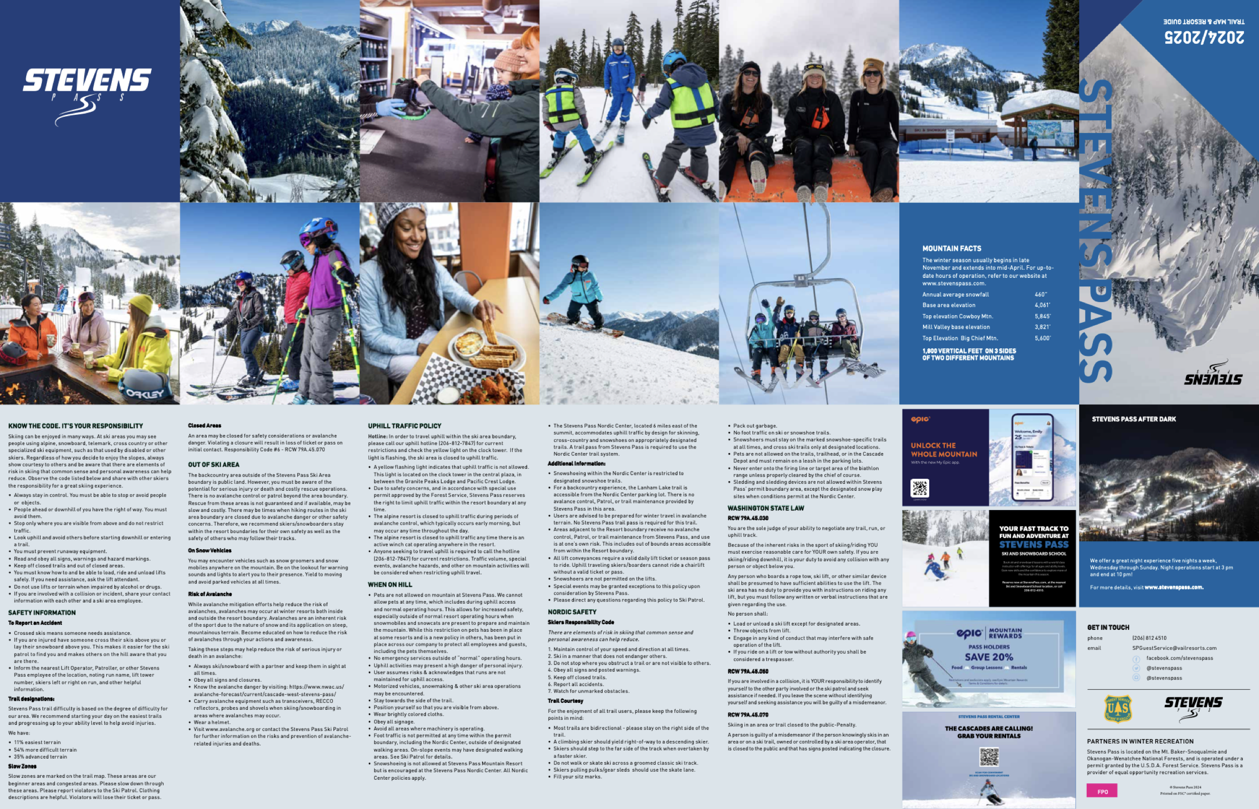 Stevens Pass trail map 2024–25