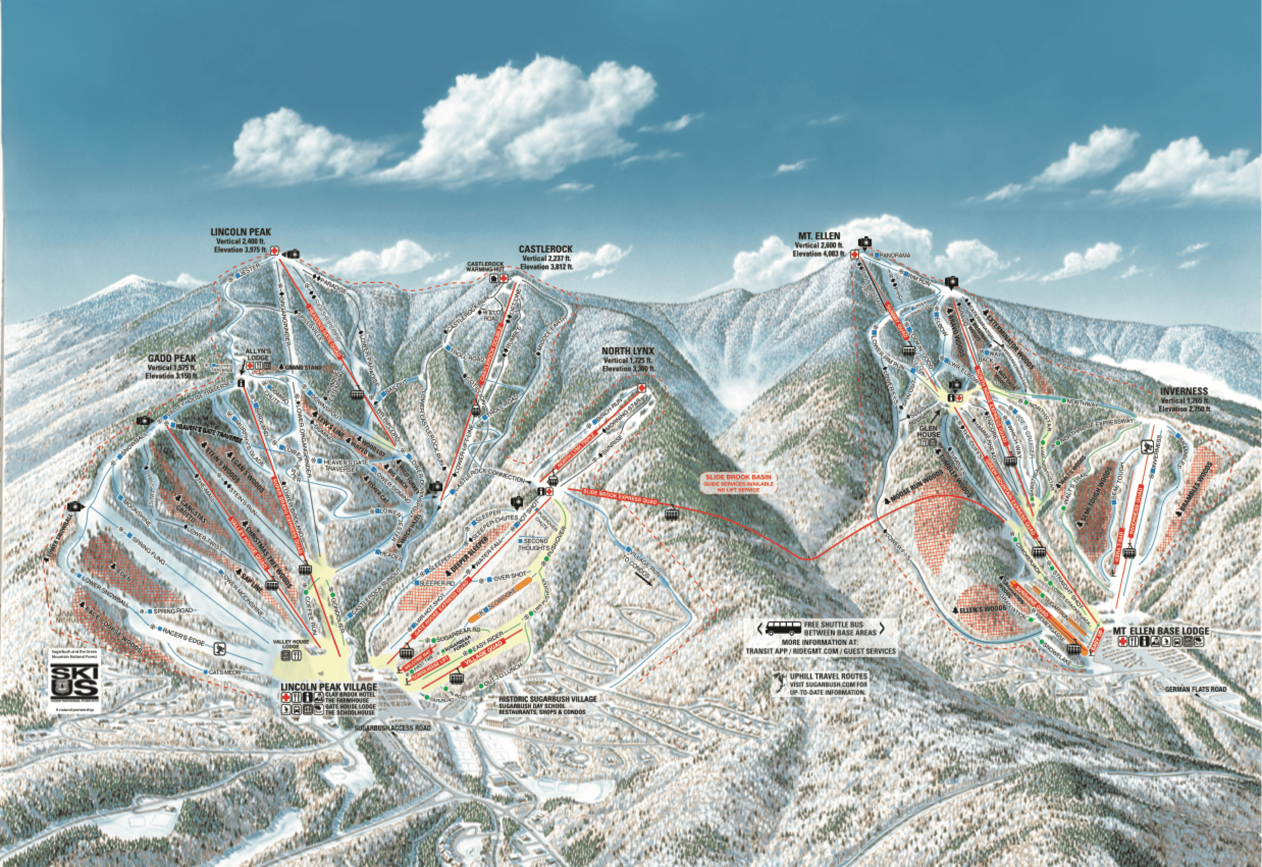 Sugarbush Resort trail map 2025–26