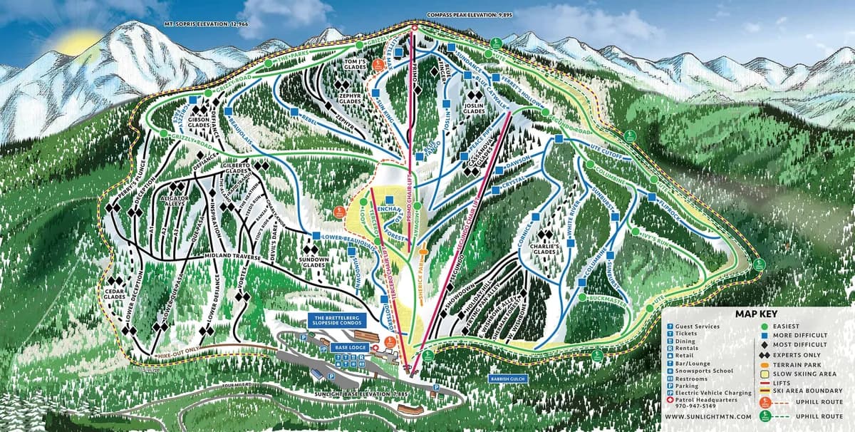 Sunlight Ski Area trail map 2024–25