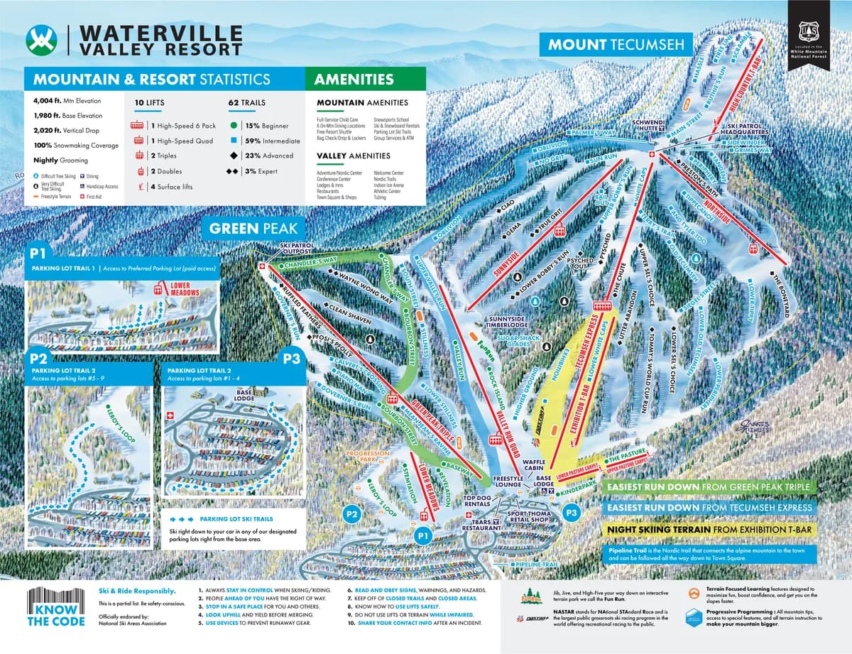 Waterville Valley Resort trail map 2025–26
