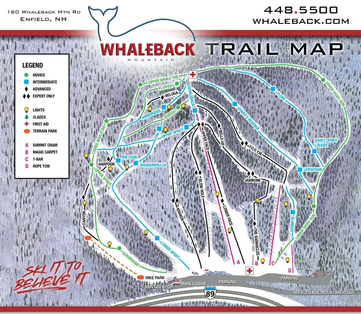 Whaleback trail map 2022–23