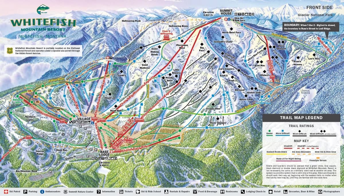Whitefish Mountain Resort trail map 2025–26