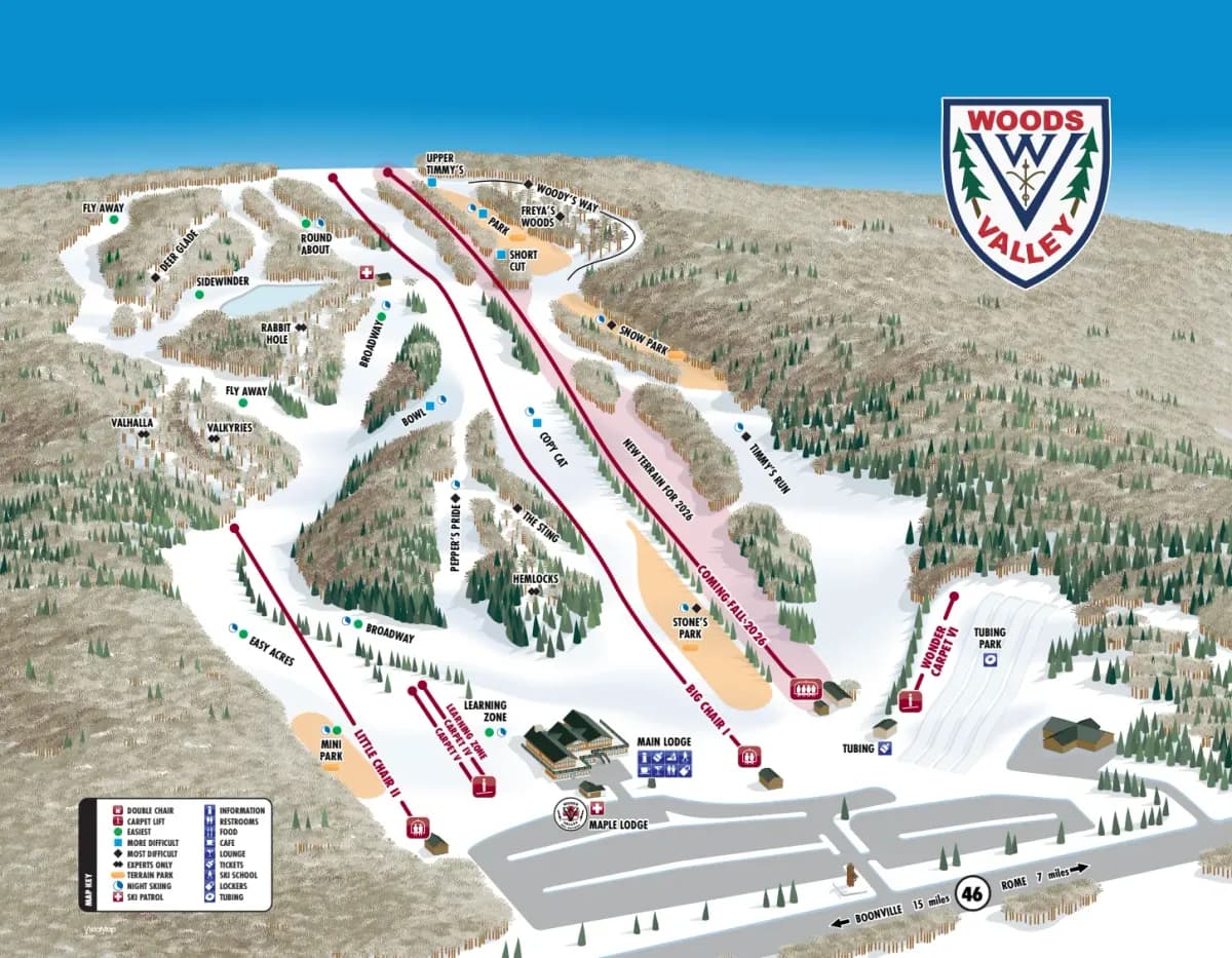 Woods Valley Ski Resort trail map